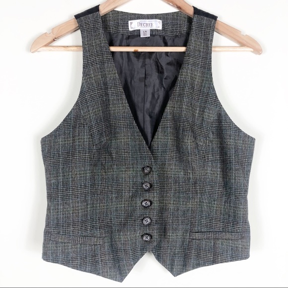 Decree Brown Plaid Vest Size Large
